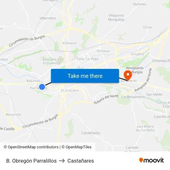 B. Obregón Parralillos to Castañares map