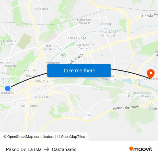 Paseo De La Isla to Castañares map
