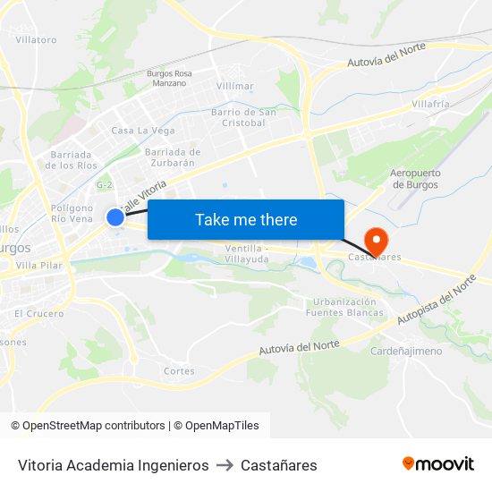 Vitoria Academia Ingenieros to Castañares map