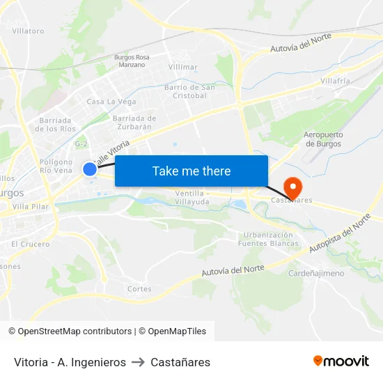 Vitoria - A. Ingenieros to Castañares map