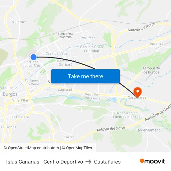 Islas Canarias - Centro Deportivo to Castañares map