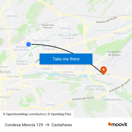 Condesa Mencía 129 to Castañares map