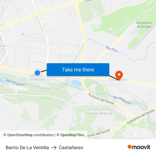 Barrio De La Ventilla to Castañares map