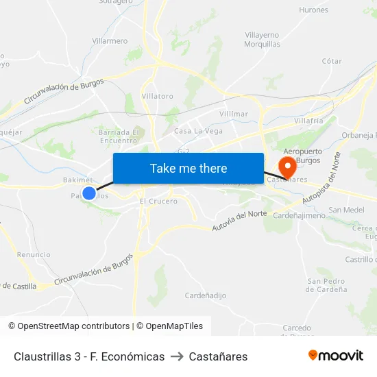 Claustrillas 3 - F. Económicas to Castañares map