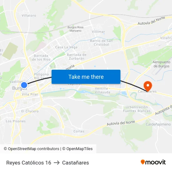 Reyes Católicos 16 to Castañares map
