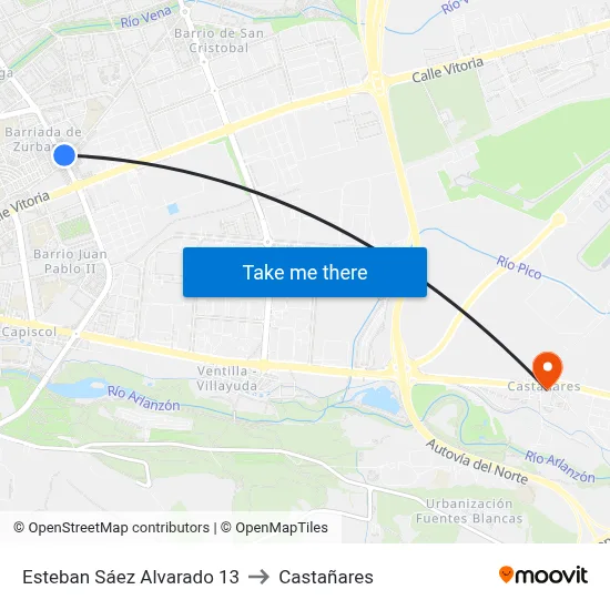 Esteban Sáez Alvarado 13 to Castañares map
