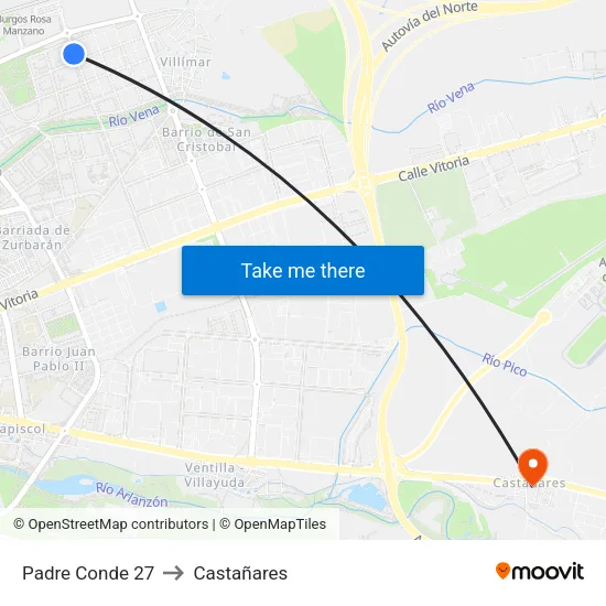 Padre Conde 27 to Castañares map