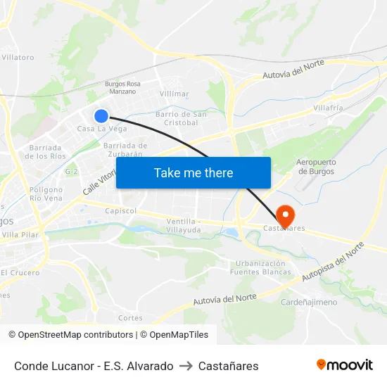 Conde Lucanor - E.S. Alvarado to Castañares map
