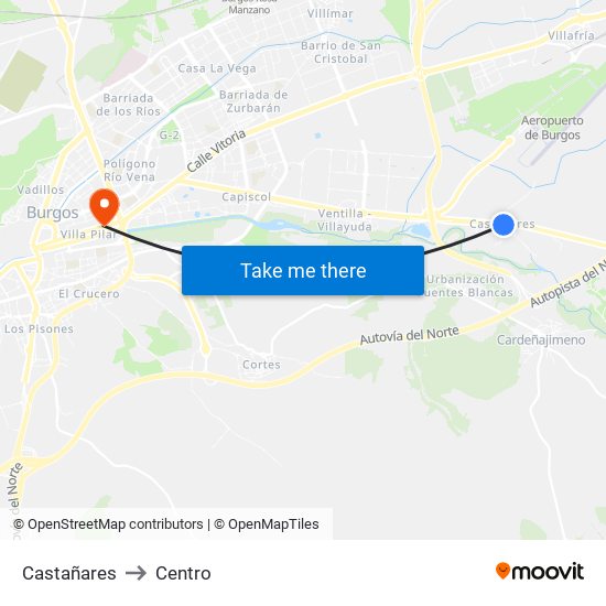 Castañares to Centro map