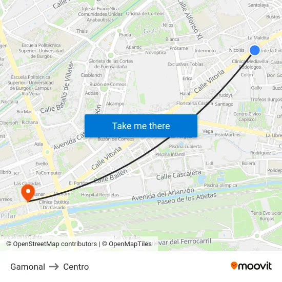 Gamonal to Centro map