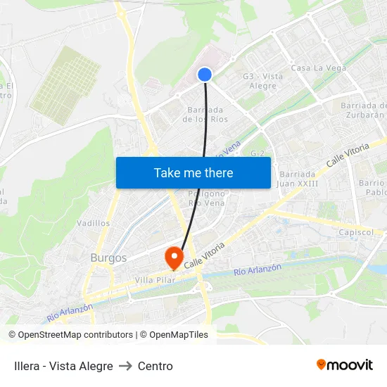 Illera - Vista Alegre to Centro map