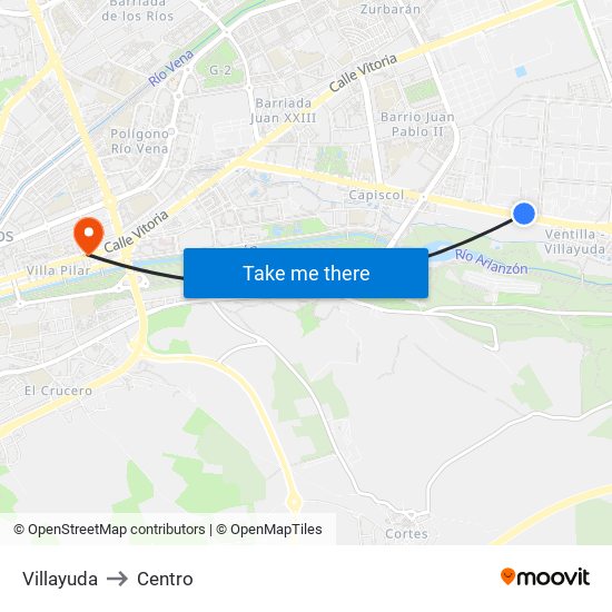 Villayuda to Centro map