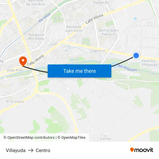 Villayuda to Centro map