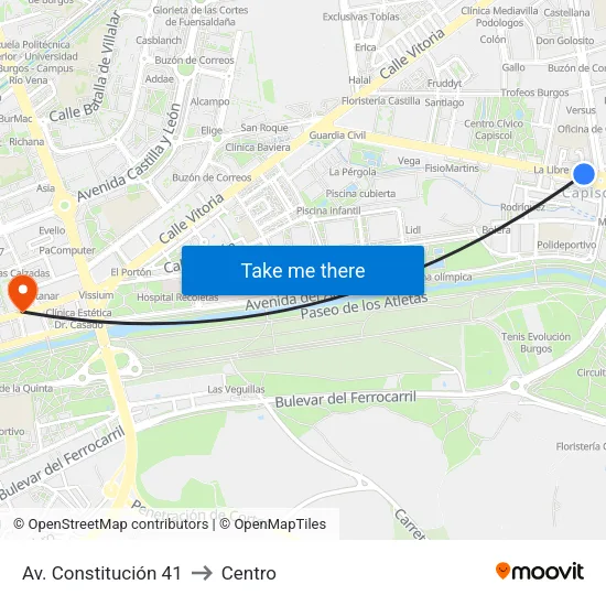 Av. Constitución 41 to Centro map