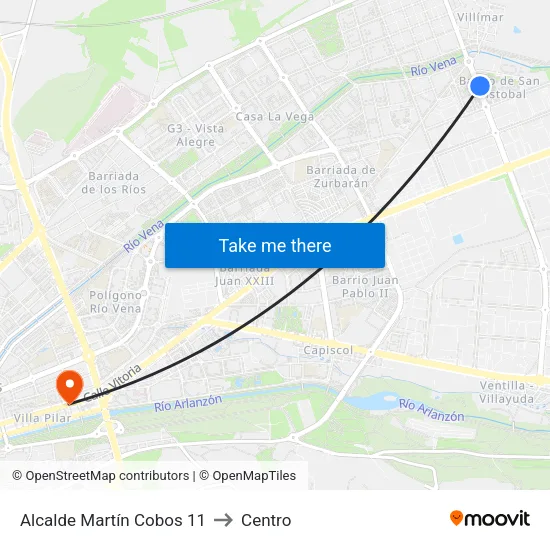 Alcalde Martín Cobos 11 to Centro map