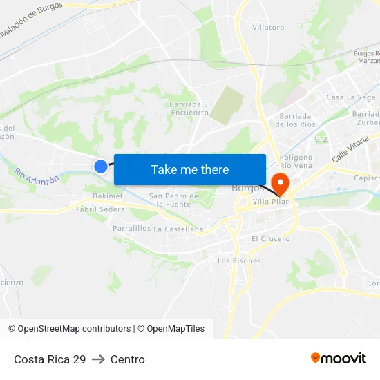 Costa Rica 29 to Centro map
