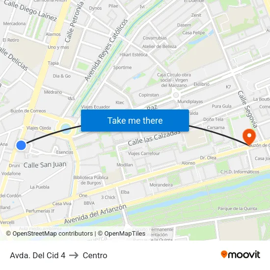 Avda. Del Cid 4 to Centro map