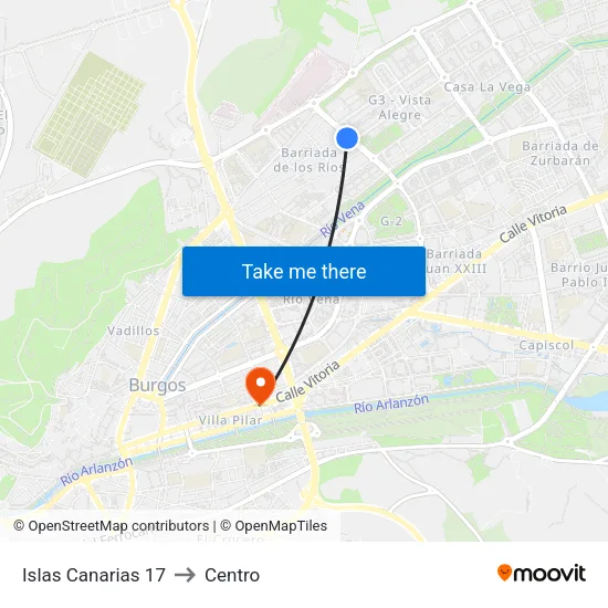 Islas Canarias 17 to Centro map