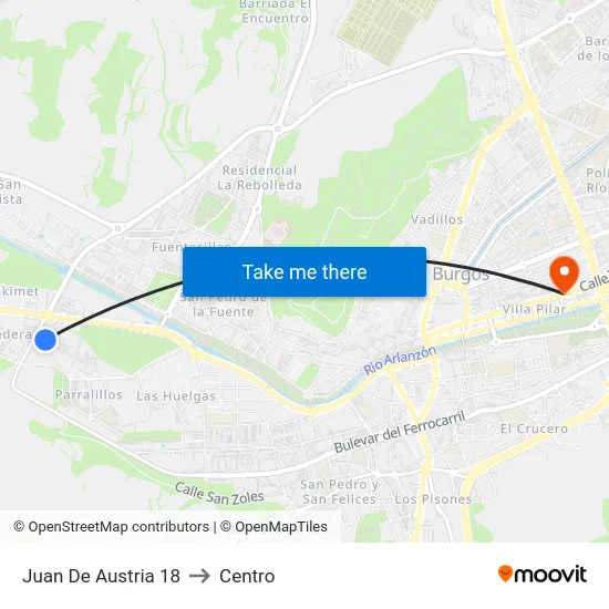 Juan De Austria 18 to Centro map