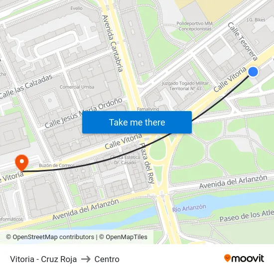 Vitoria - Cruz Roja to Centro map