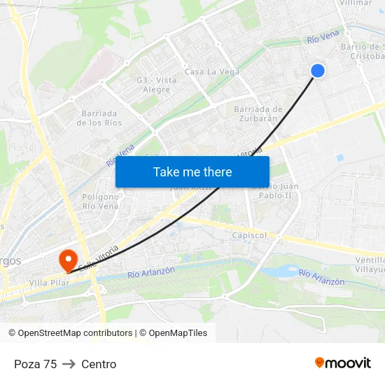 Poza 75 to Centro map