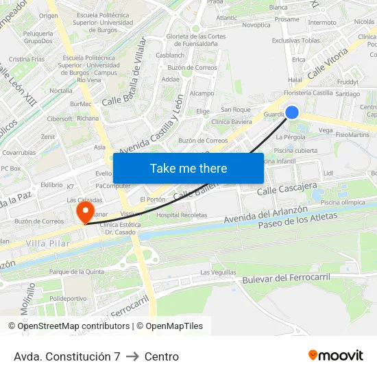 Avda. Constitución 7 to Centro map