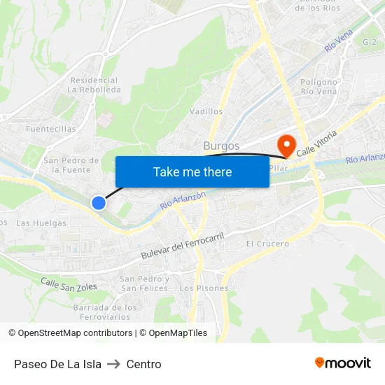 Paseo De La Isla to Centro map