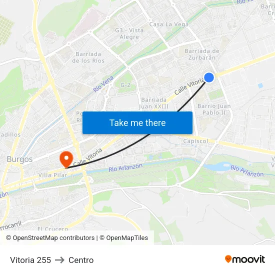 Vitoria 255 to Centro map