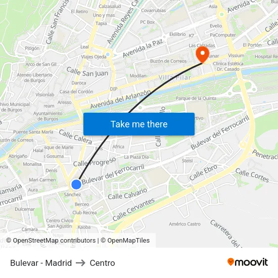 Bulevar - Madrid to Centro map