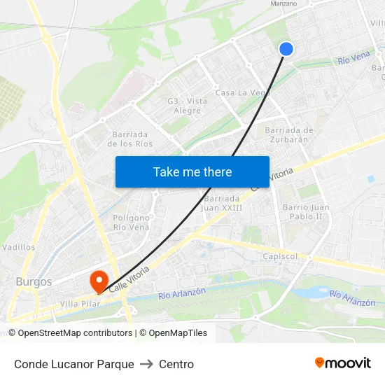 Conde Lucanor Parque to Centro map