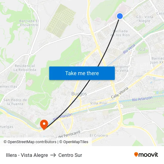 Illera - Vista Alegre to Centro Sur map