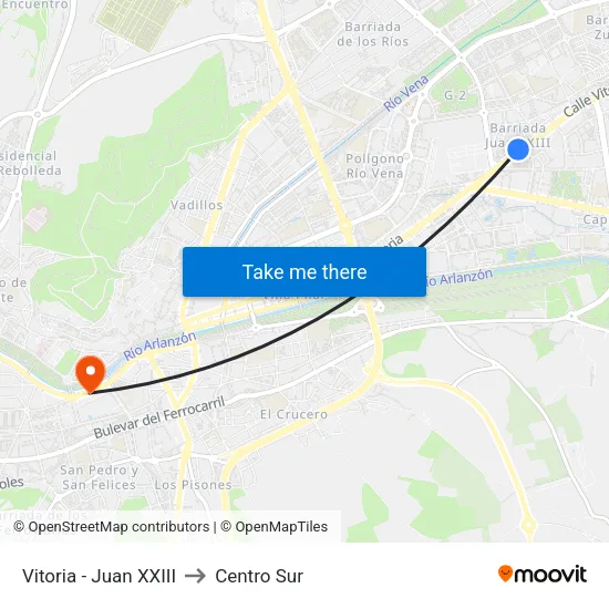 Vitoria - Juan XXIII to Centro Sur map