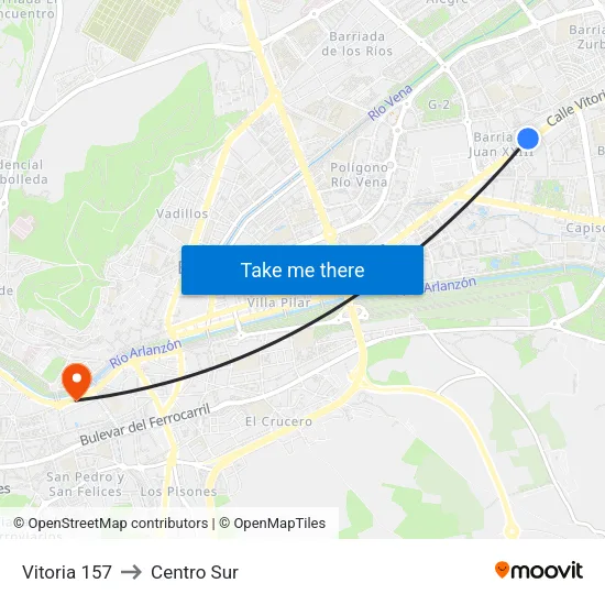 Vitoria 157 to Centro Sur map