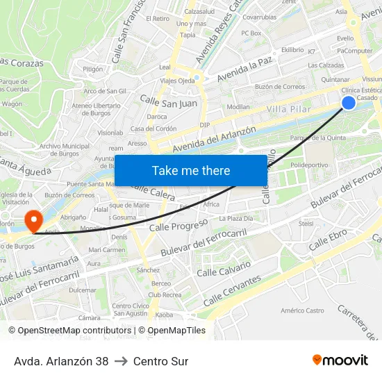 Avda. Arlanzón 38 to Centro Sur map