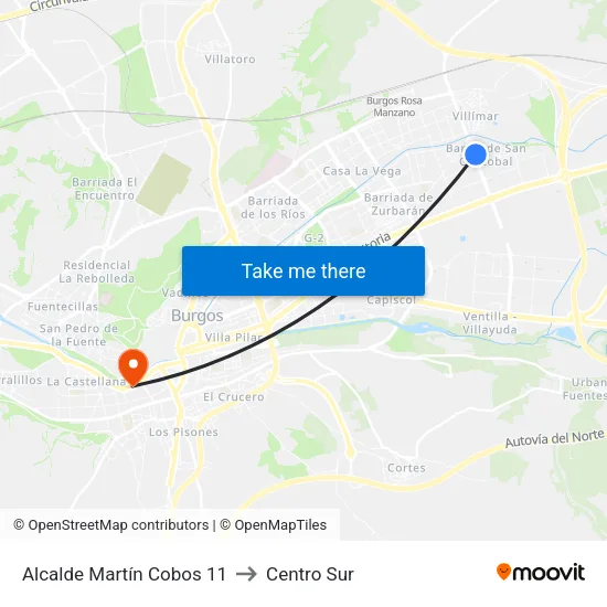 Alcalde Martín Cobos 11 to Centro Sur map