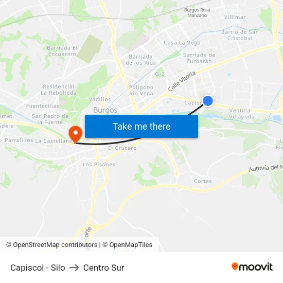 Capiscol - Silo to Centro Sur map