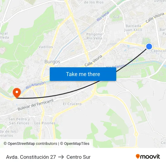 Avda. Constitución 27 to Centro Sur map