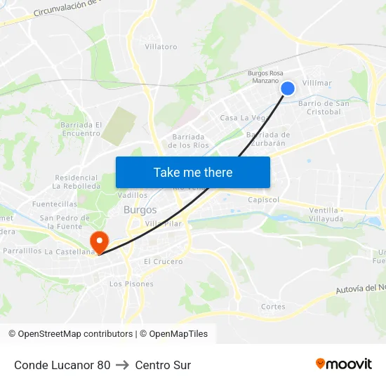 Conde Lucanor 80 to Centro Sur map