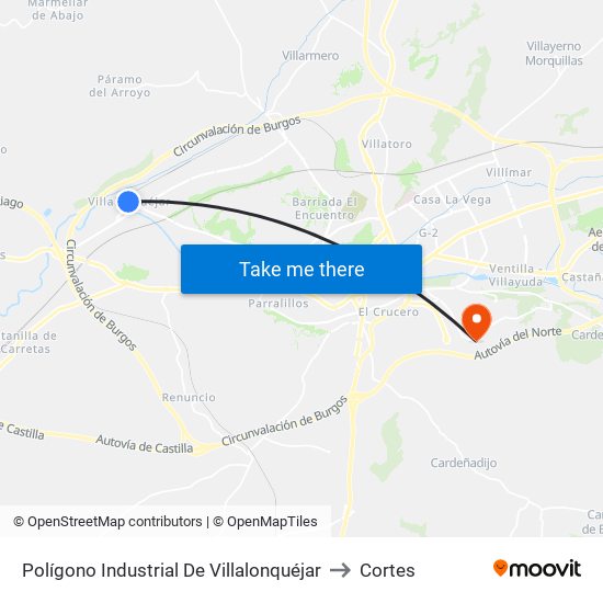 Polígono Industrial De Villalonquéjar to Cortes map