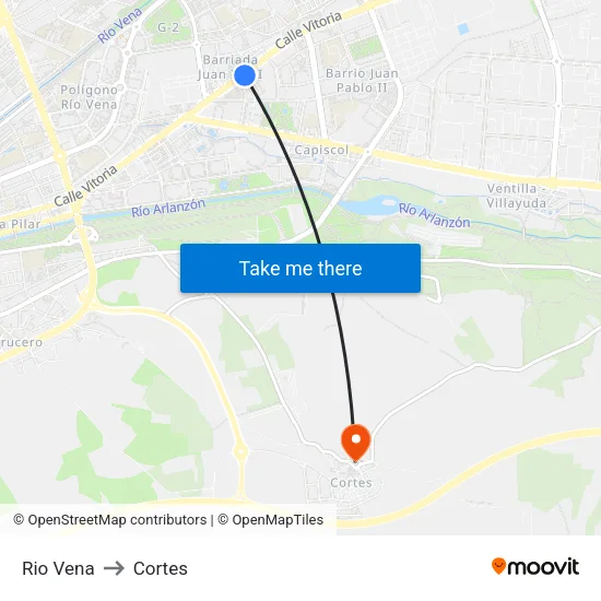 Rio Vena to Cortes map