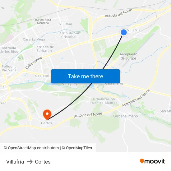Villafría to Cortes map