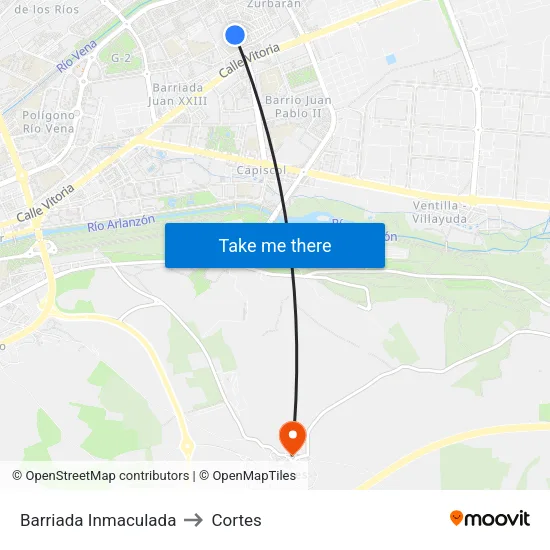 Barriada Inmaculada to Cortes map