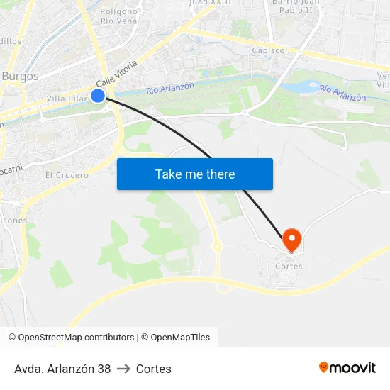 Avda. Arlanzón 38 to Cortes map