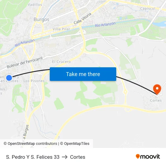 S. Pedro Y S. Felices 33 to Cortes map