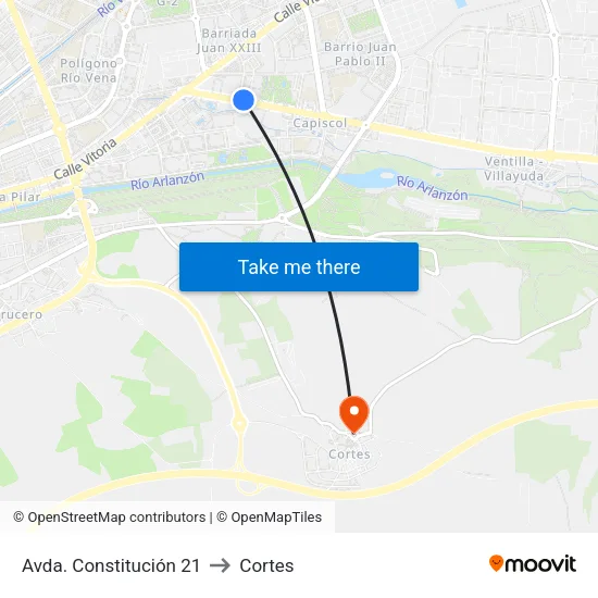 Avda. Constitución 21 to Cortes map