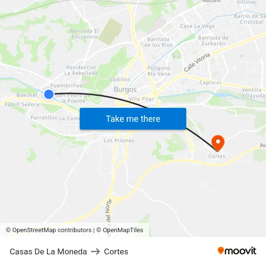 Casas De La Moneda to Cortes map