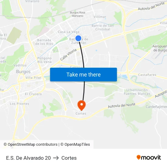 E.S. De Alvarado 20 to Cortes map