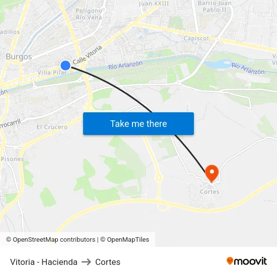 Vitoria - Hacienda to Cortes map