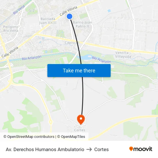 Av. Derechos Humanos Ambulatorio to Cortes map