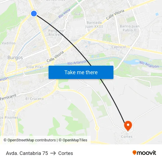 Avda. Cantabria 75 to Cortes map